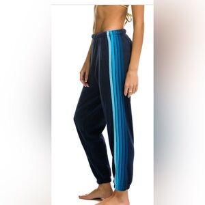 Aviator Nation 5 striped sweatpants Navy